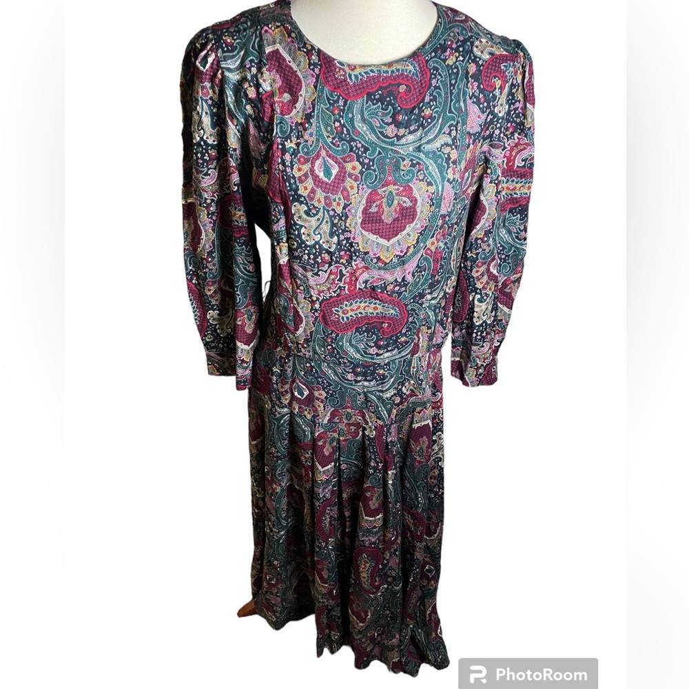 Vintage 80s Maxi Paisley Dress